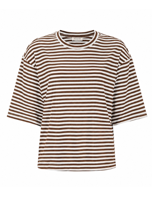 Clip Striped T-Shirt Sand/Snow White