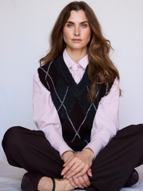 Dora Knit Vest Dark Grey Melange