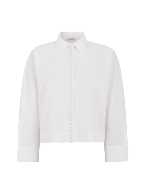Emily Snow White Long Sleeve Pearl Shirt